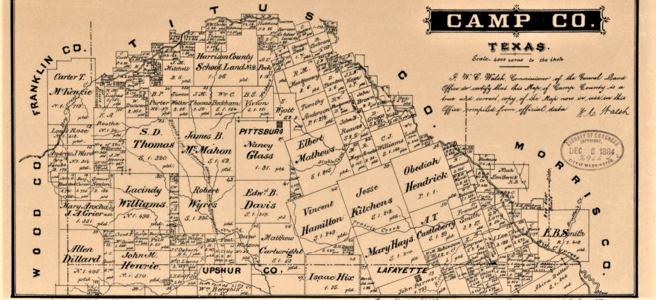 Camp County Land Map 1884