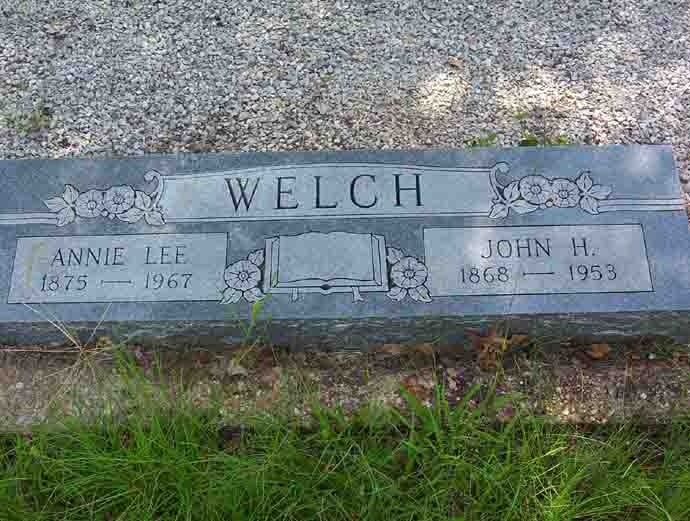 Tombstone of Annie Lee and John H. Welch