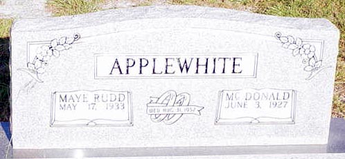 Tombstone of McDonald and Maye Applewhite