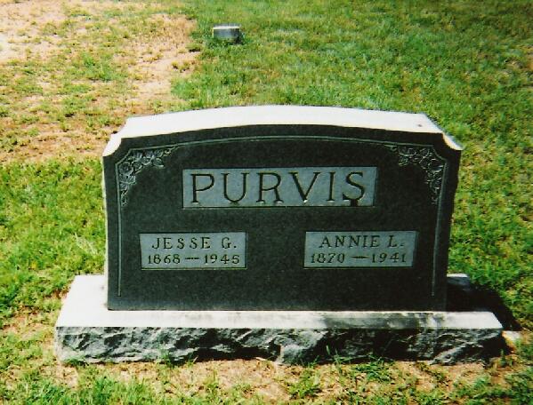 Tombstone of Jesse and Annie Purvis