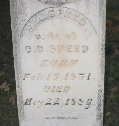 Tombstone of Sarah Alis Risher Lucas Speed