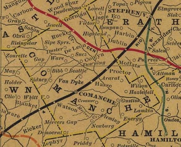 Comanche County, TX Map from 1908