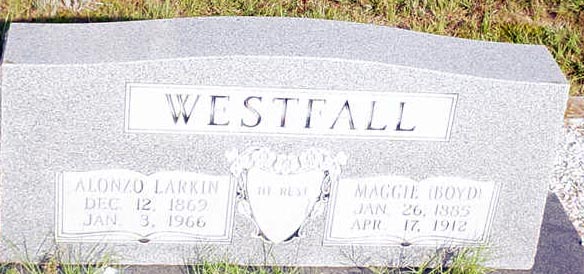 Tombstone of Alonzo and Maggie Westfall