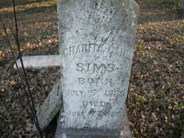 Tombstone of Charita Jane Sims