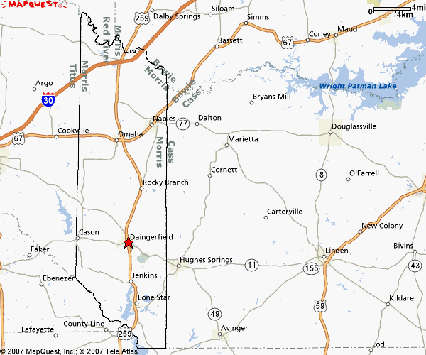 Map of Morris County, Texas