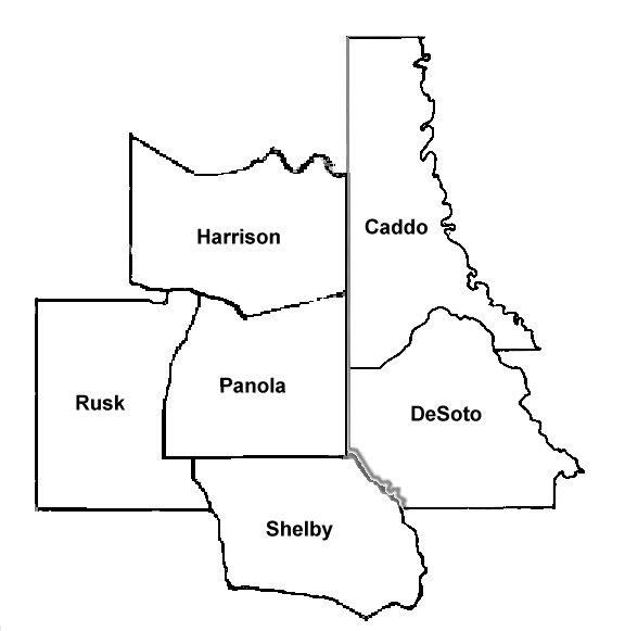 Counties surrounding Panola County, Texas