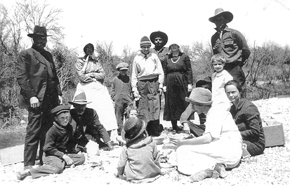 Traylor family at Bluff Creek, 